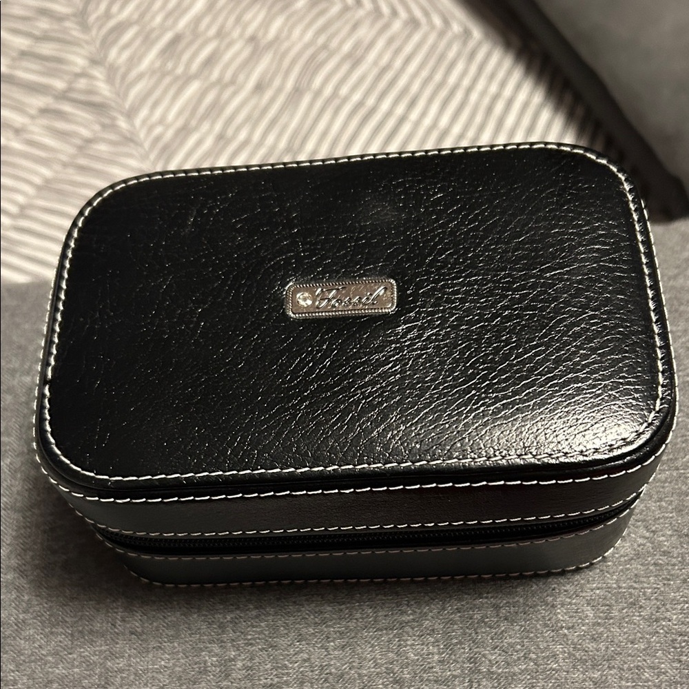 Fossil Black Leather Jewelry Case